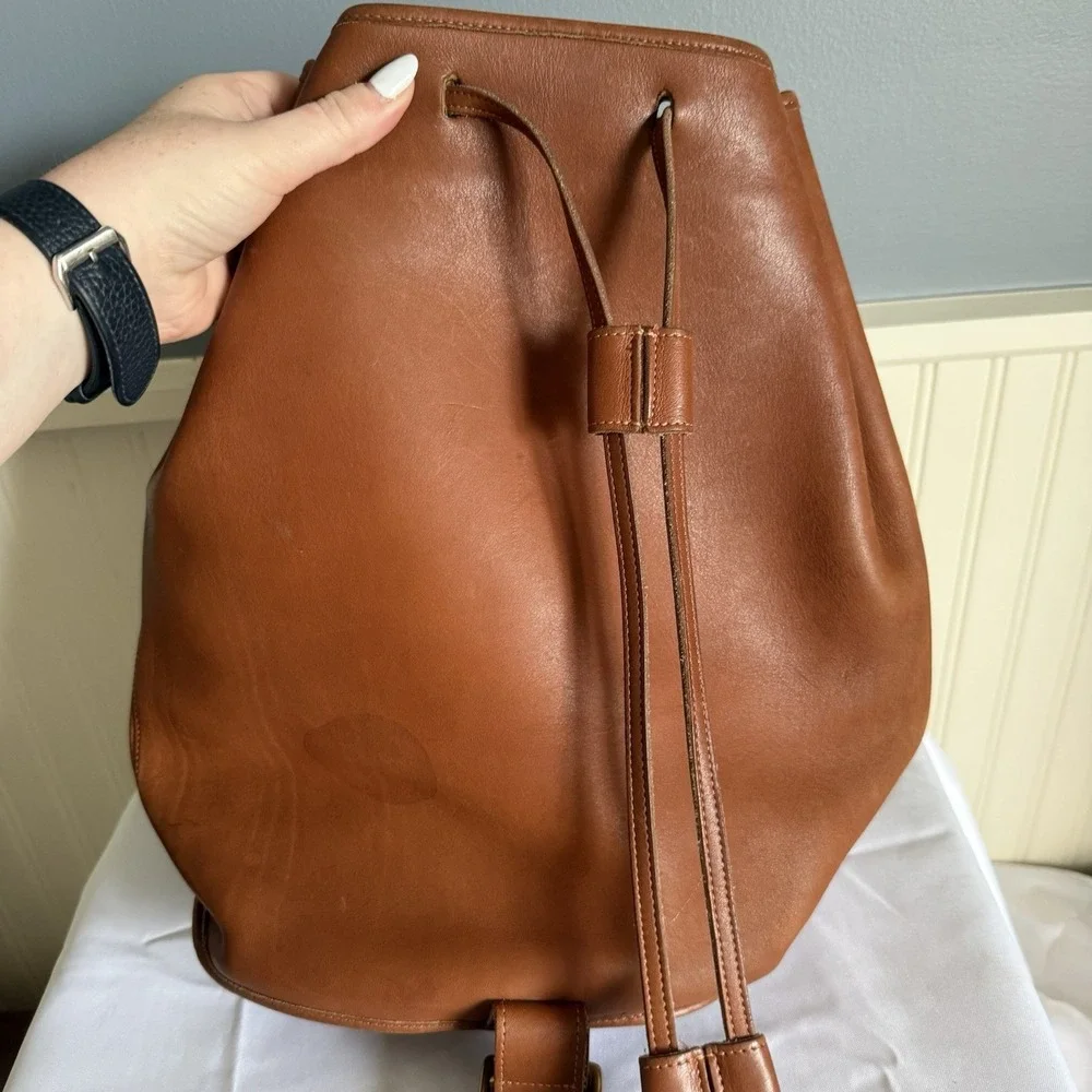 Vintage Coach #9929 British Tan Leather The Sling Large Drawstring Bucket Bag